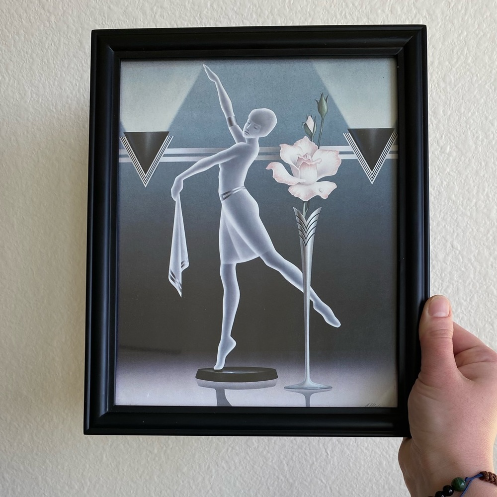 Framed 1990 Deco Femme I Signed Lithograph Print